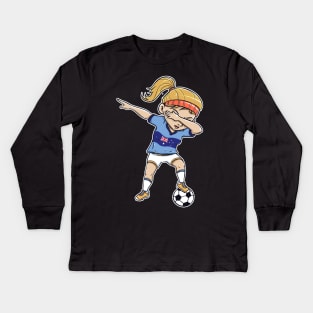 Dabbing Soccer Player Funny Australia Fan T-Shirt girl Kids Long Sleeve T-Shirt